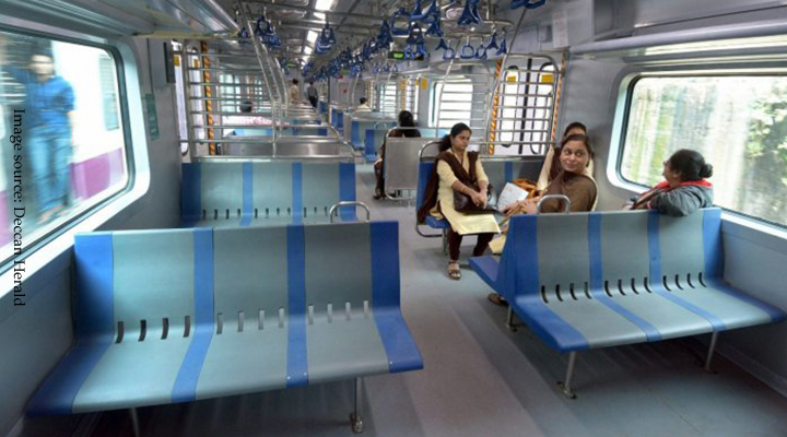 Women sitting in local trains mumbai