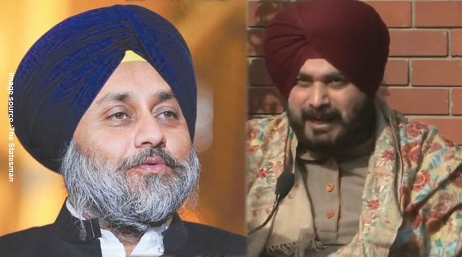 A coolage image of badal on left and sidhu on right